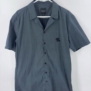 Barney Cools Blue/BlackCasual Button Down Shirt Relaxed Fit